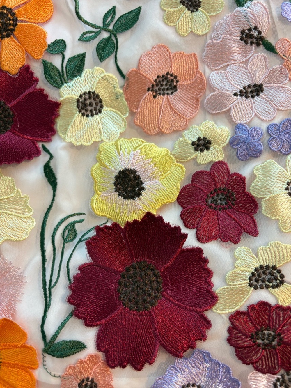 Finesse Addie Embroidered Flower Multicolor Appliqué Mini Skirt Whimsical Fairy - Picture 9 of 10